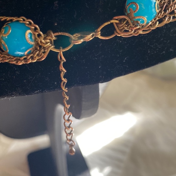 NWOT. Multi strand blue, cream and iridescent statement necklace. - Picture 4 of 4